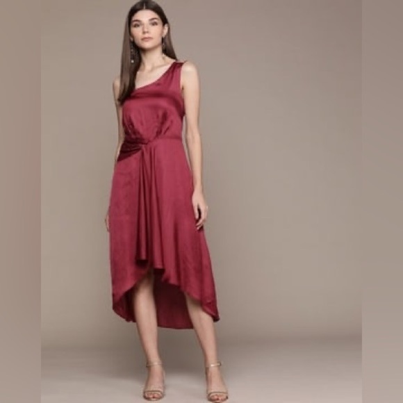 Ritu Kumar Label Wine One-Shoulder Dress - Picture 1 of 13